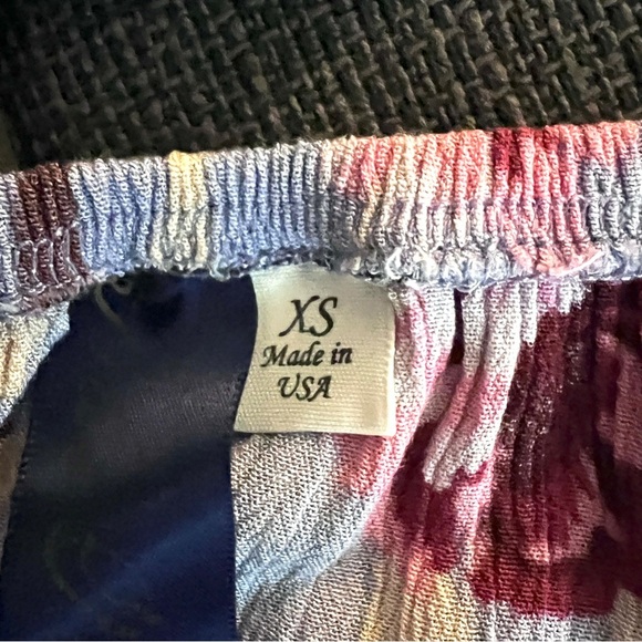 Blue Rain Peasant Pink Lavender Blue Floral Off Shoulder Cropped Blouse Size XS - Picture 5 of 6